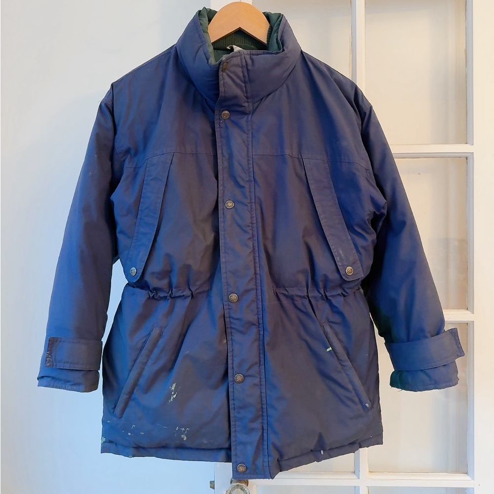 Rugged Bear down filled winter coat Navy and Green kids size 14